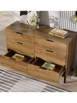 Kommode in Dunkleiche mit 6 Schubladen, 120x40x76 cm