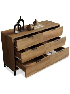 Kommode in Dunkleiche mit 6 Schubladen, 120x40x76 cm