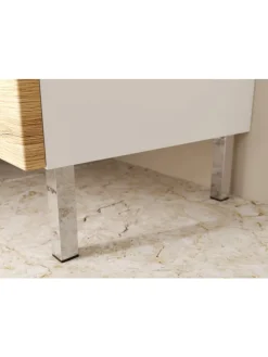 Kommode mit Schubladen, 60x34x97 cm, Badezimmerschrank, Weiß/Braun