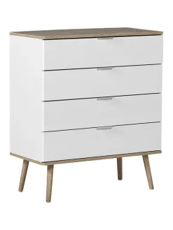 Kommode WALPI in Weiß/Braun - (W) 79 x (H) 93 x (L) 40 cm