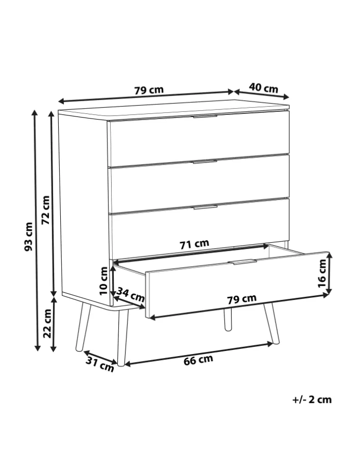 Kommode WALPI in Weiß/Braun - (W) 79 x (H) 93 x (L) 40 cm