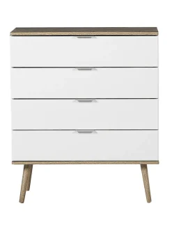 Kommode WALPI in Weiß/Braun - (W) 79 x (H) 93 x (L) 40 cm