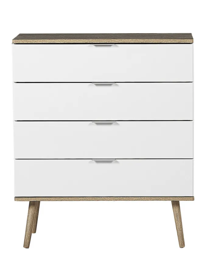 Kommode WALPI in Weiß/Braun - (W) 79 x (H) 93 x (L) 40 cm