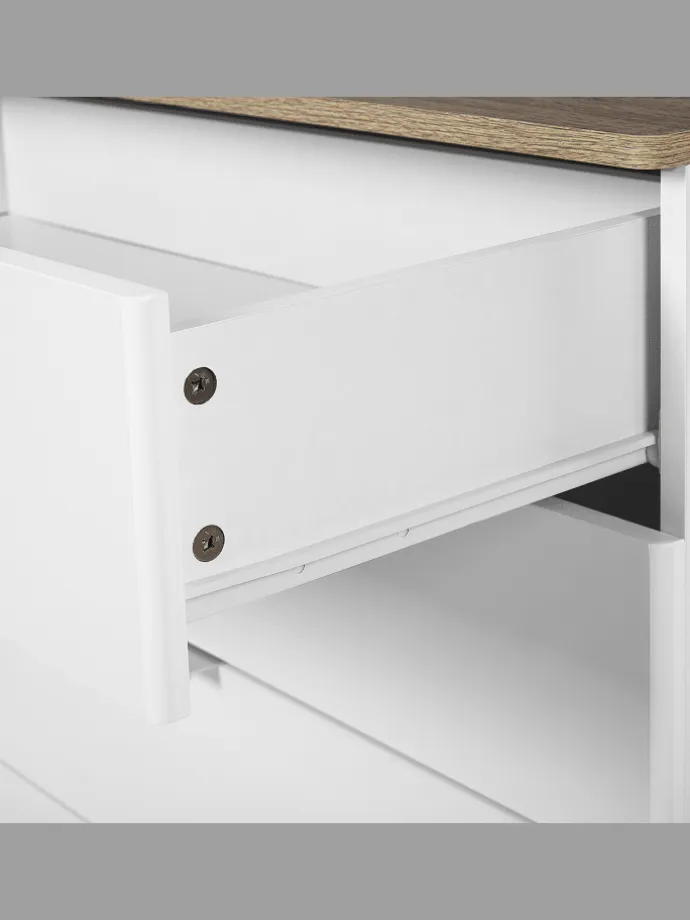 Kommode WALPI in Weiß/Braun - (W) 79 x (H) 93 x (L) 40 cm