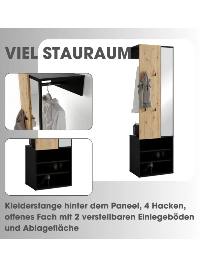 Kompaktgarderobe ANDORRA in Artisan Eiche (Eiche-Optik) B 55, H 187,5, T 40,5 cm