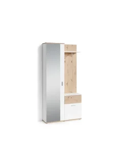 Kompaktgarderobe JAKOB in Eiche-Optik - B 97, H 197, T 30 cm