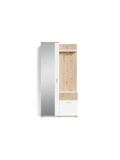 Kompaktgarderobe JAKOB in Eiche-Optik - B 97, H 197, T 30 cm