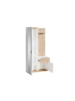 Kompaktgarderobe JAKOB in Eiche-Optik - B 97, H 197, T 30 cm