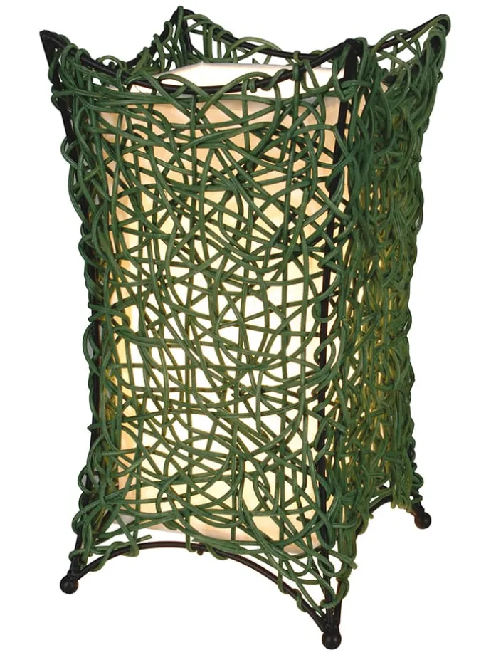 Korbtischleuchte in Grün - (H)30 x Ø 16 cm