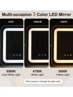 Kosmetikspiegel drehbar 25x30cm 3 Lichtfarben in Silber