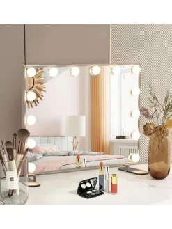 Kosmetikspiegel mit 15 LEDs in Silber