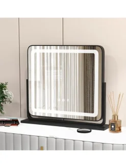 Kosmetikspiegel mit 3 Lichtfarben in Schwarz