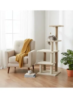 Kratzbaum "Alessi" in Beige - (B)45 x (H)117 x (T)45 cm