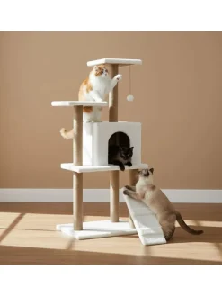 Kratzbaum "Arden" in Weiß - (B)50 x (H)125 x (T)35 cm