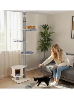 Kratzbaum deckenhoch mit Höhle 236-271 cm in Grau