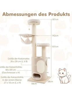 Kratzbaum Groß 187 cm in Beige