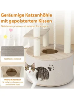 Kratzbaum Holz 141 cm in Beige