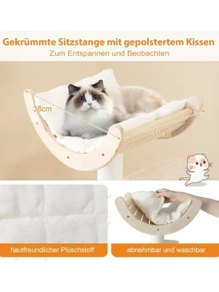 Kratzbaum Holz 141 cm in Beige