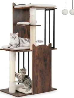 Kratzbaum Holz Metall 112 cm in Braun