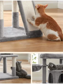 Kratzbaum in Hellgrau - (B)48 x (H)96 x (T)48 cm