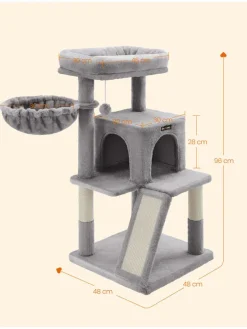 Kratzbaum in Hellgrau - (B)48 x (H)96 x (T)48 cm