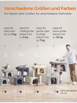 Kratzbaum in Hellgrau - (B)54 x (H)67 x (T)34 cm