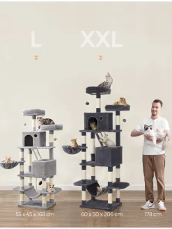 Kratzbaum in Hellgrau/ Creme - (B)111 x (H)206 x (T)58,5 cm