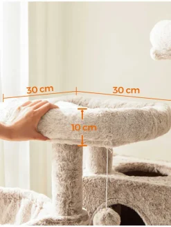 Kratzbaum in Hellgrau/ Creme - (B)49 x (H)135 x (T)49 cm