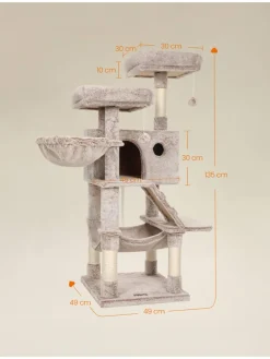 Kratzbaum in Hellgrau/ Creme - (B)49 x (H)135 x (T)49 cm
