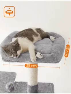 Kratzbaum in Hellgrau/ Creme - (B)55 x (H)143 x (T)45 cm