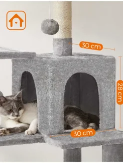 Kratzbaum in Hellgrau/ Creme - (B)55 x (H)143 x (T)45 cm