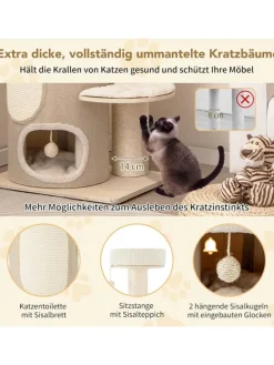 Kratzbaum Katzenbaum 5 Ebenen 154cm in Beige