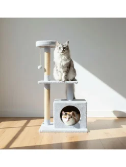 Kratzbaum "Liora" in Grau - (B)50 x (H)106 x (T)35 cm