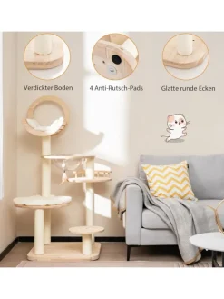 Kratzbaum Holz 146cm in Beige