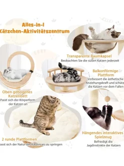 Kratzbaum Holz 146cm in Beige