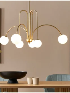 Kronleuchter FORBES in Gold/Weiß - (W) 80 x (H) 80 x (L) 80 cm