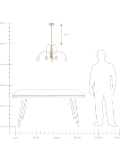 Kronleuchter FORBES in Gold/Weiß - (W) 80 x (H) 80 x (L) 80 cm
