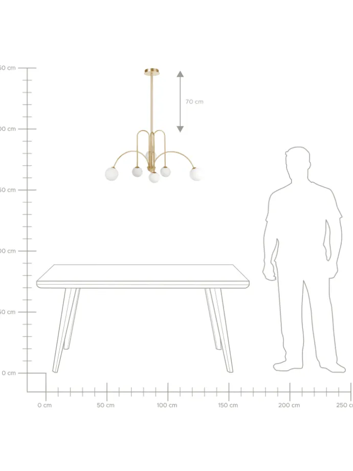 Kronleuchter FORBES in Gold/Weiß - (W) 80 x (H) 80 x (L) 80 cm