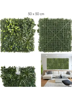 Kunstpflanzen-Paneel in Grün - (L)50 x (B)50 cm