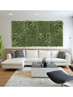 Kunstpflanzen-Paneel in Grün - (L)50 x (B)50 cm