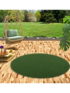 Kunstrasen Rasenteppich mit Noppen Kingston Rund in Grün Mix