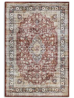 Kurzflor-Teppich "Asya" in Rot/ Blau