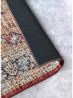 Kurzflor-Teppich "Asya" in Rot/ Blau