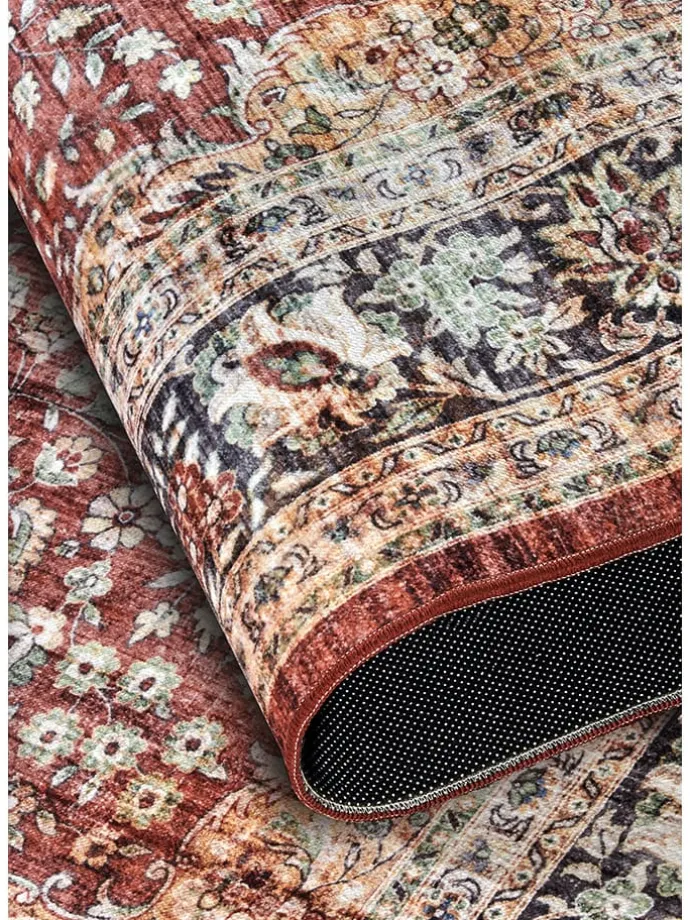 Kurzflor-Teppich "Asya" in Rot/ Blau