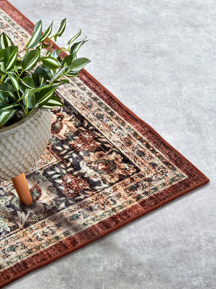 Kurzflor-Teppich "Asya" in Rot/ Blau