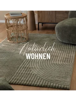 Kurzflorteppich Bolen in oliv grün