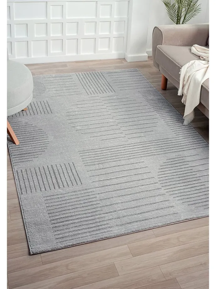 Kurzflor-Teppich "Claude" in Hellgrau