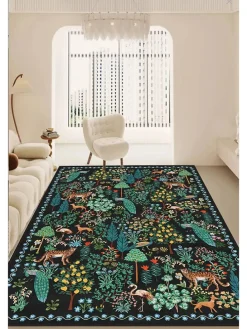 Kurzflor-Teppich ''Forest'' in Schwarz/ Grün