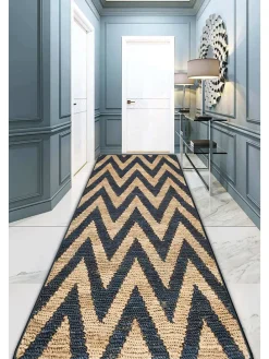 Kurzflor-Teppich in Beige/ Dunkelblau