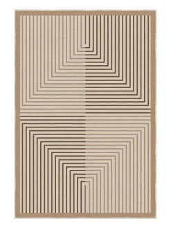 Kurzflor-Teppich in Beige/ Hellbraun/ Braun